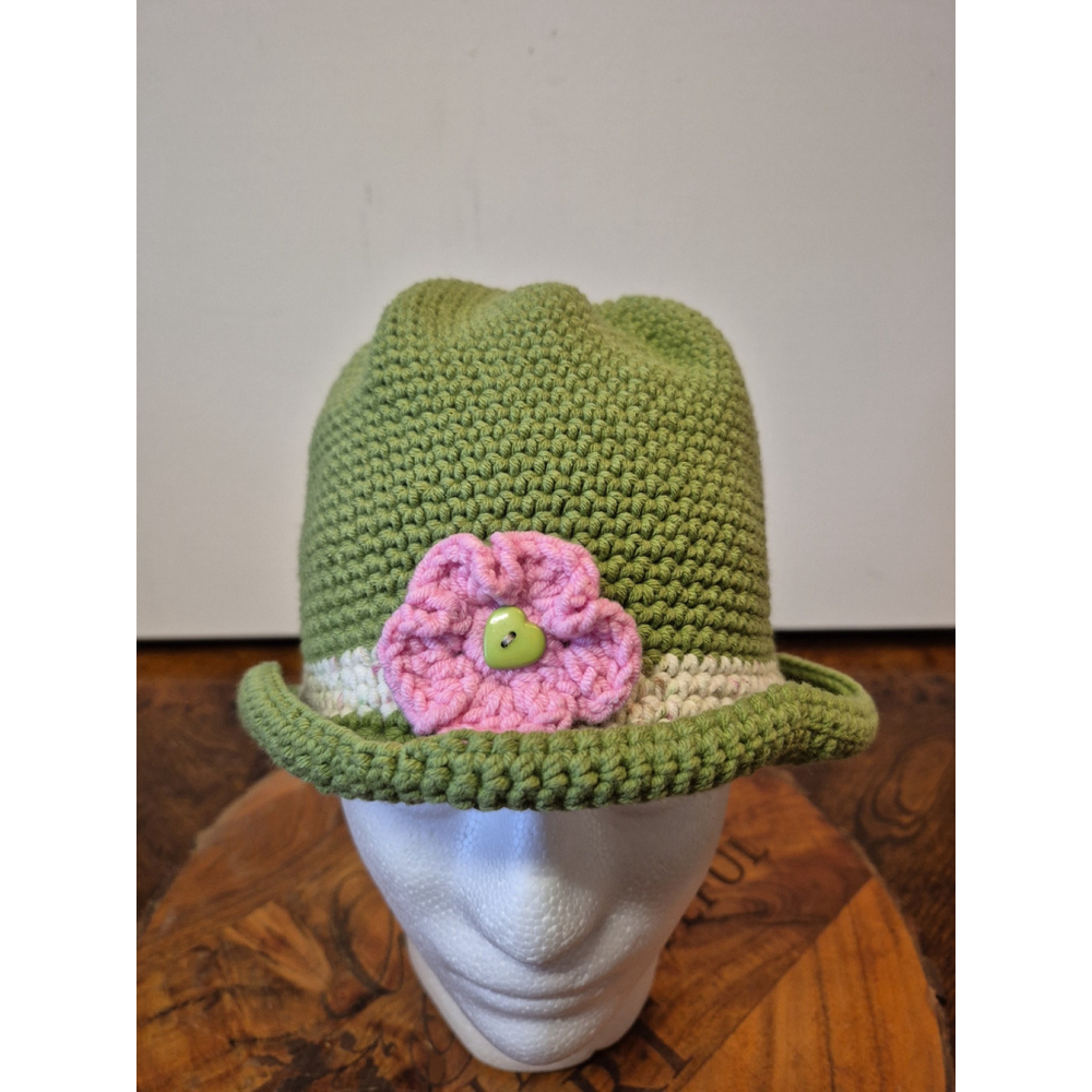 Crochet Handmade Womens Beanie/Cap with Flower on Front #717g